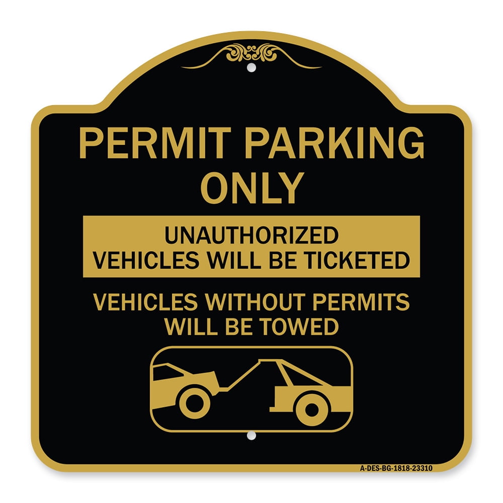 SignMission Designer Sign - Permit Parking Only Unauthorized Vehicles ...
