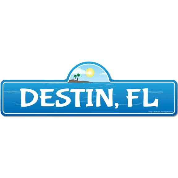 Destin FL Florida Beach Street Sign | Indoor/Outdoor | Surfer Ocean Lover Décor For Beach House Garages Living Rooms Bedroom | Signmission Personalized Gift