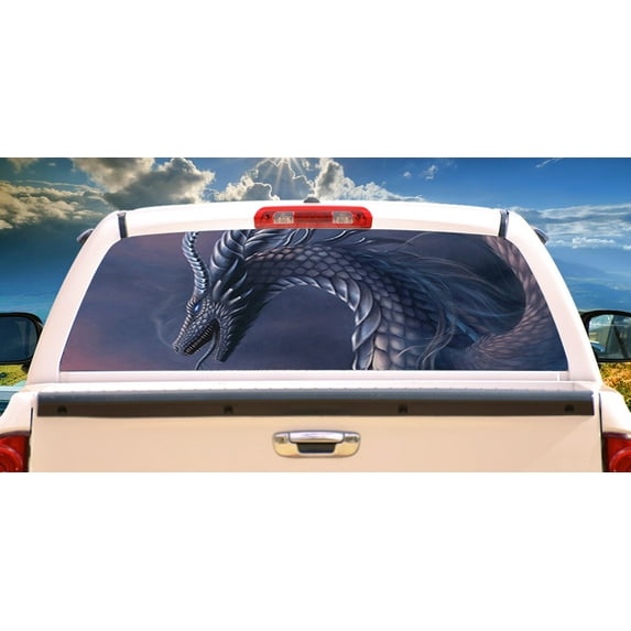 SignMission Dragon Fantasy Rear Window Graphic truck view thru vinyl decal HD Graphics Professional Grade Material Universal Fit for Full Size Trucks Weatherproof & Car Wash Safe Made In The U.S.A.
