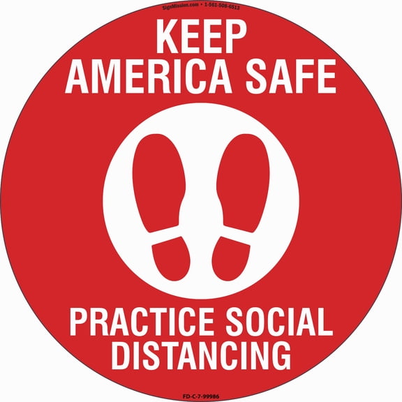 Coronavirus Keep America Safe Non-Slip Floor Graphic | 7" Vinyl Decal | Protect Your Business, Work Place & Customers |  Made in The USA