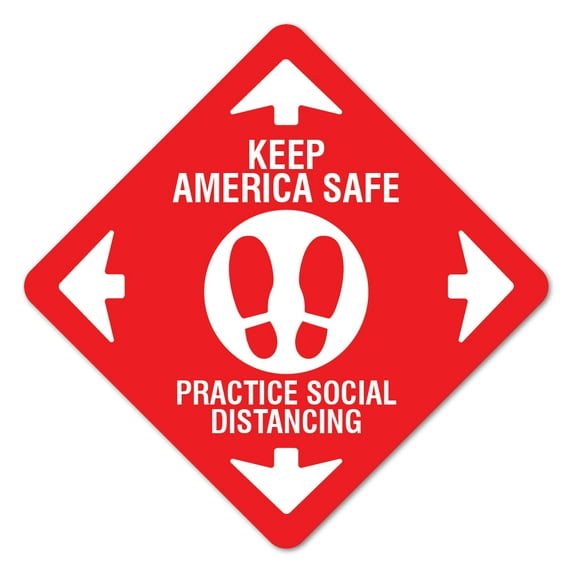 Coronavirus Keep America Safe Non-Slip Floor Graphic | 3 Pack of Vinyl Decal | Protect Your Business, Work Place & Customers | Made in The USA