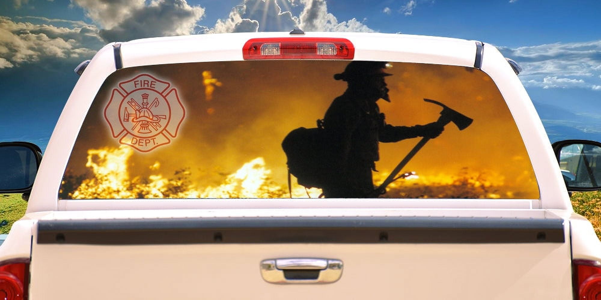 SignMission Firefighter Rear Window Graphicfire Man Truck View Thru ...