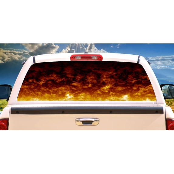 SignMission Flames 2 Rear Window Graphic Truck Suv View Thru Vinyl Decal