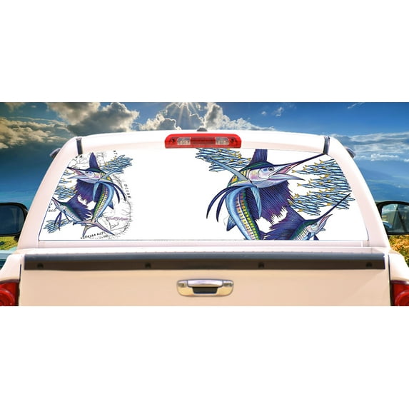 SignMission Florida Sailfish Rear Window Graphic truck view thru vinyl decal HD Graphics Professional Grade Material Universal Fit for Full Size Trucks Weatherproof & Car Wash Safe Made