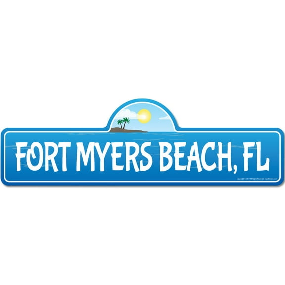 Fort Myers FL Florida Beach Street Sign | Indoor/Outdoor | Surfer Ocean Lover Décor For Beach House Garages Living Rooms Bedroom | Signmission Personalized Gift
