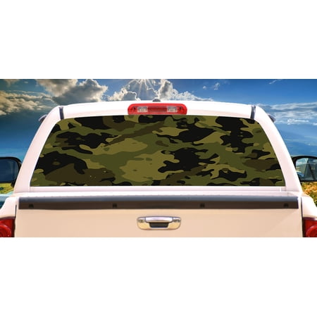 SignMission Green Camouflage Rear Window Graphic truck view thru vinyl decal HD Graphics Professional Grade Material Universal Fit for Full Size Trucks Weatherproof & Car Wash Safe Made
