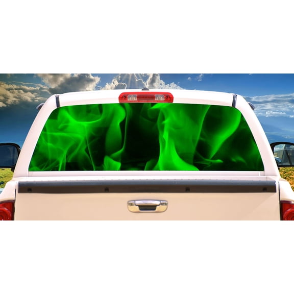 SignMission Green Flames Rear Window Graphic Truck View Thru Vinyl Back Decal