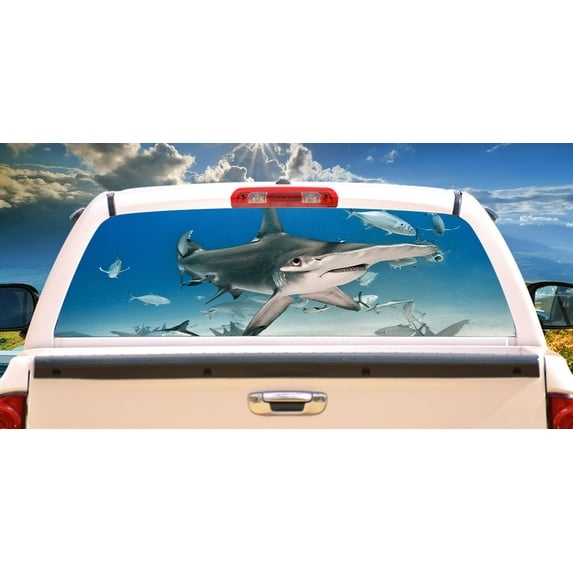 SignMission Hammerhead Rear Window Graphic truck view thru vinyl decal HD Graphics Professional Grade Material Universal Fit for Full Size Trucks Weatherproof & Car Wash Safe Made In The U.S.A.