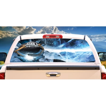 SignMission Hockey Monster Rear Window Graphic truck view thru vinyl decal HD Graphics Professional Grade Material Universal Fit for Full Size Trucks Weatherproof & Car Wash Safe Made
