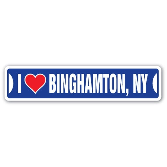 I LOVE BINGHAMTON NEW YORK Street Sign ny city state us wall road décor gift