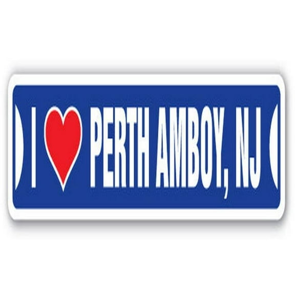 SignMission I Love Perth Amboy, New Jersey Street Sign Decal - Nj City State Us Wall Road Decor Gift