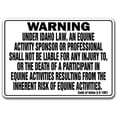 thumbnail image 1 of IDAHO Equine Sign activity liability warning statute horse farm barn stable, 1 of 4