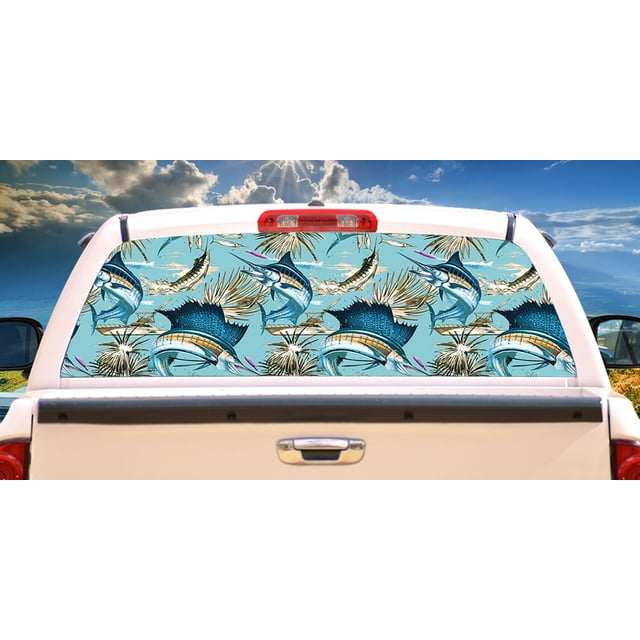 Cartoon Rear Window Graphics SignMission Island Fish Rear Window Graphic truck view thru vinyl decal ...