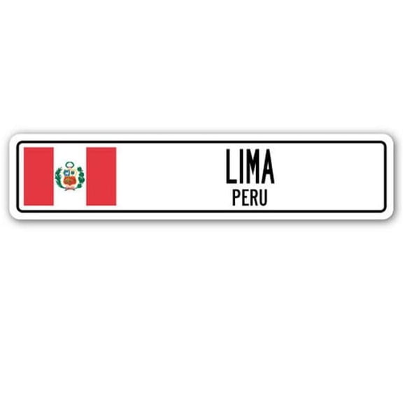 LIMA PERU Aluminum Street Sign Peruvian flag city country road wall gift