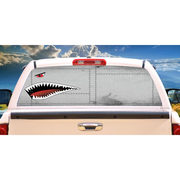 SignMission Metal Plate Teeth Rear Window Graphic truck view thru vinyl decal HD Graphics Professional Grade Material Universal Fit for Full Size Trucks Weatherproof  Made In The U.S.A.
