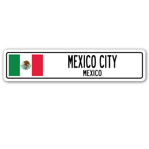 MEXICO CITY MEXICO Street Sign Mexican flag city country road wall gift