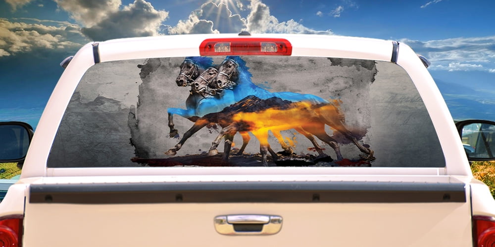 SignMission Mountain Horses Rear Window Graphic truck view thru vinyl ...