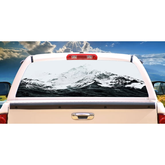 SignMission Mountain Waves Rear Window Graphic truck view thru vinyl decal HD Graphics Professional Grade Material Universal Fit for Full Size Trucks Weatherproof & Car Wash Safe Made