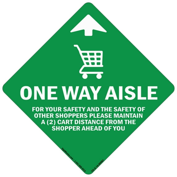 SignMission Non-Slip Floor Graphic Coronavirus Vinyl Decal - One Way Aisle for Your Saftety - Pack of 12