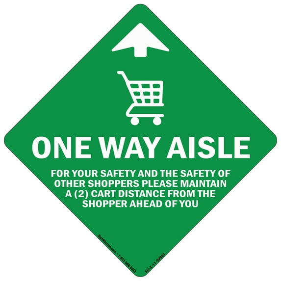 SignMission Non-Slip Floor Graphic Coronavirus Vinyl Decal - One Way Aisle for Your Saftety - Pack of 3