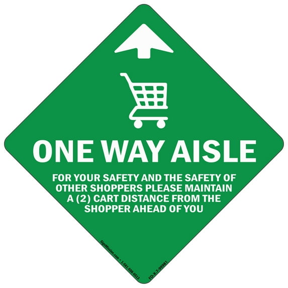 Coronavirus One Way Aisle For Your Saftety Non-Slip Floor Graphic | 6 Pack of Vinyl Decal | Protect Your Business, Work Place & Customers | Made in The USA