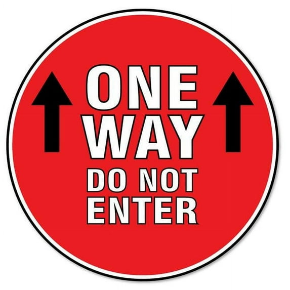 SignMission Non-Slip Floor Graphic Coronavirus Vinyl Decal - One Way Do Not Enter - Pack of 3