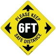 thumbnail image 1 of SignMission Non-Slip Floor Graphic Coronavirus Vinyl Decal - Please Keep Safe Distance - Pack of 12, 1 of 2