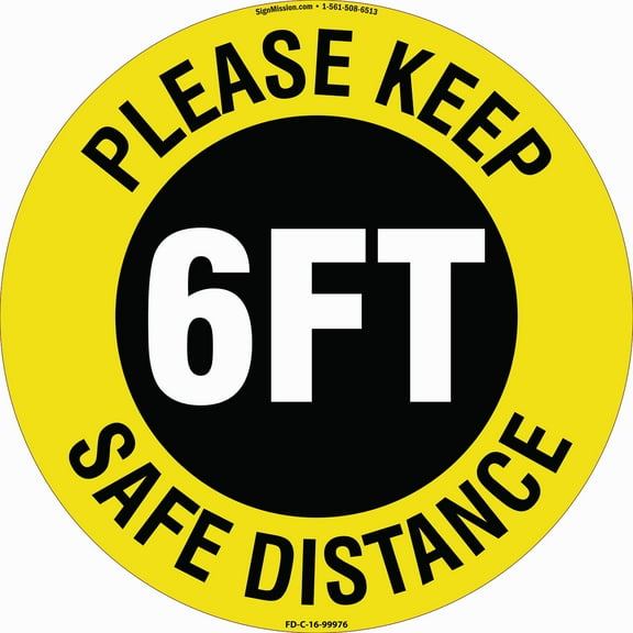 SignMission Non-Slip Floor Graphic Coronavirus Vinyl Decal - Please Keep Safe Distance - Pack of 3