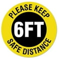 thumbnail image 1 of SignMission Non-Slip Floor Graphic Coronavirus Vinyl Decal - Please Keep Safe Distance - Pack of 6, 1 of 1