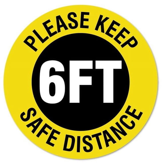 SignMission Non-Slip Floor Graphic Coronavirus Vinyl Decal - Please Keep Safe Distance - Pack of 6