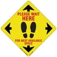 thumbnail image 1 of Coronavirus Please Wait Here Yellow Non-Slip Floor Graphic | 7" Vinyl Decal | Protect Your Business, Work Place & Customers |  Made in The USA, 1 of 3