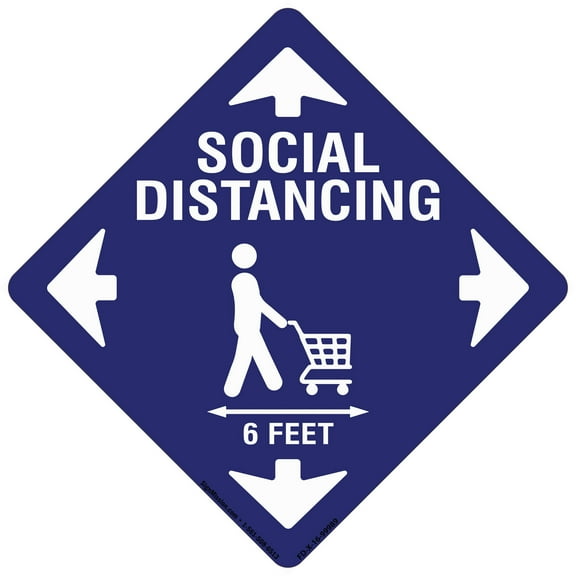 Coronavirus Social Distancing Cart Non-Slip Floor Graphic | 3 Pack of Vinyl Decal | Protect Your Business, Work Place & Customers |  Made in The USA