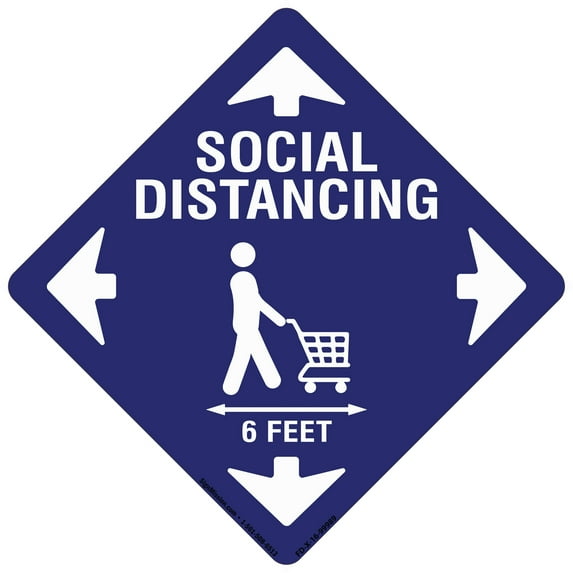 Coronavirus Social Distancing Cart Non-Slip Floor Graphic | 3 Pack of Vinyl Decal | Protect Your Business, Work Place & Customers | Made in The USA