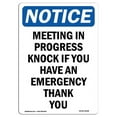 thumbnail image 1 of SignMission Notice Meeting in Progress Knock If You OSHA Decal Sign, 1 of 5