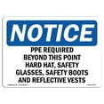 thumbnail image 1 of SignMission  Notice PPE Required Beyond This Point Hard Hat, 1 of 1