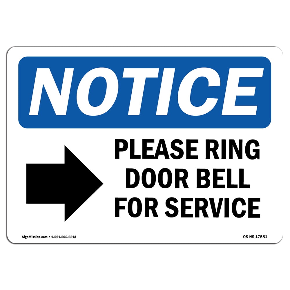 Sign For Service OSHA Notice Sign - Please Ring Door Bell For Service Sign With Symbol ...