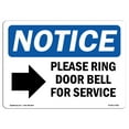 thumbnail image 1 of SignMission Notice Please Ring Door Bell for Service with Symbol OSHA Decal Sign, 1 of 4