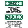 thumbnail image 1 of SignMission OS-BC-D-35-L-10041 OSHA Be Careful Sign - Safety Device Careful Worker Bilingual, 1 of 5