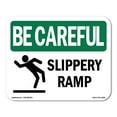 thumbnail image 1 of SignMission OS-BC-D-35-L-10048 OSHA Be Careful Sign - Slippery Ramp, 1 of 5