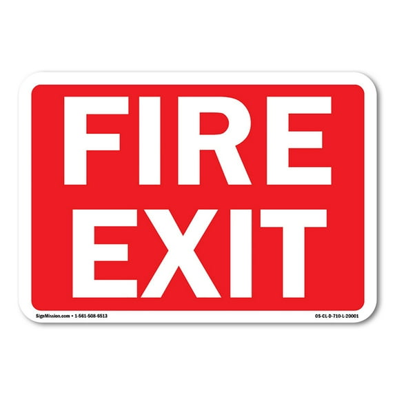SignMission OS-CL-A-1014-L-20001 10 x 14 in. OSHA Aluminum Sign - Fire Exit White Text on Red Background