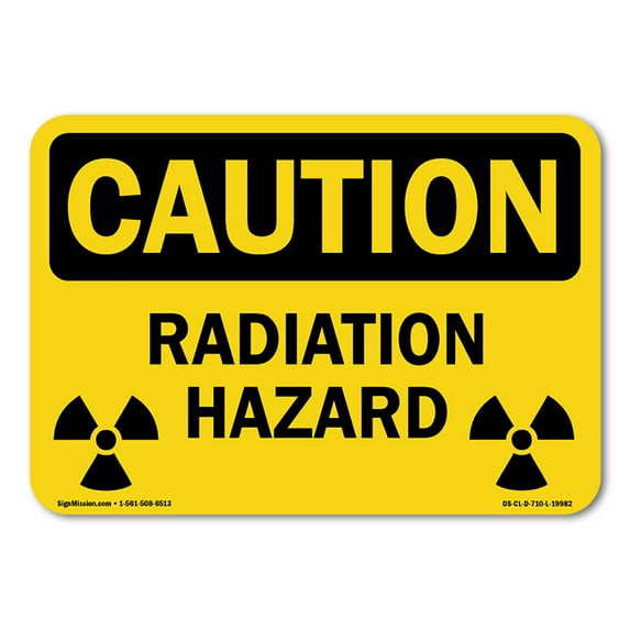 SignMission OS-CL-P-710-L-19982 OSHA Caution Plastic Sign - Radiation Hazard
