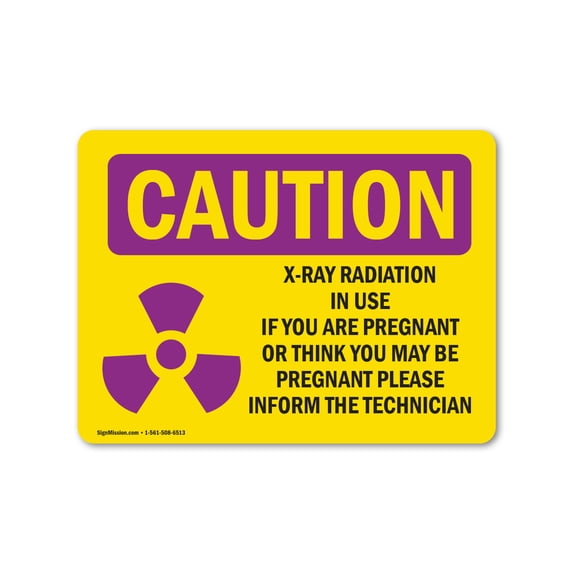 SignMission OS-CR-A-1824-V-10250 18 x 24 in. OSHA Caution Radiation Sign - Radiation Area Authorized with Symbol