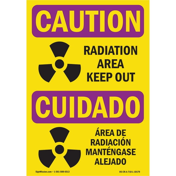 SignMission OS-CR-D-35-L-10179 OSHA Caution Radiation Sign - Radiation Area Keep Out