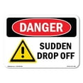 thumbnail image 1 of SignMission OS-DS-A-1218-L-1584 12 x 18 in. OSHA Danger Sign - Sudden Drop Off, 1 of 6