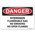 thumbnail image 1 of SignMission OS-DS-A-1218-L-19400 OSHA Danger Aluminum Sign - Hydrogen Flammable Gas No Smoking or Open Flames, 1 of 1