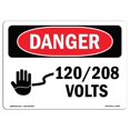 thumbnail image 1 of OSHA Danger Sign - 120 208 Volts |  Aluminum Sign | Protect Your Business, Construction Site, Warehouse & Shop Area |  Made in The USA, 1 of 6