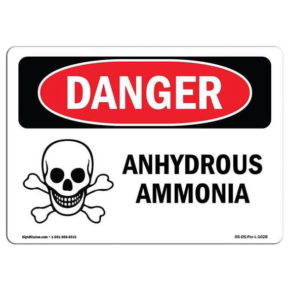 SignMission OS-DS-A-1824-L-1028 18 x 24 in. OSHA Danger Sign - Anhydrous Ammonia
