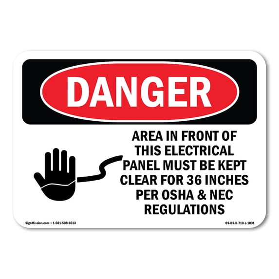 SignMission OS-DS-A-1824-L-1031 18 x 24 in. OSHA Danger Sign - Electrical Panel Keep Clear