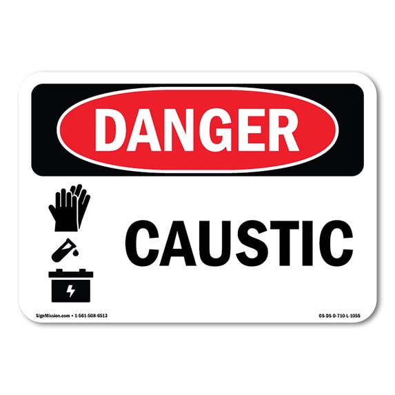 SignMission OS-DS-A-1824-L-1055 18 x 24 in. OSHA Danger Sign - Caustic