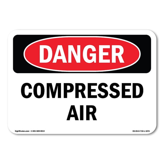 SignMission OS-DS-A-1824-L-1074 18 x 24 in. OSHA Danger Sign - Compressed Air
